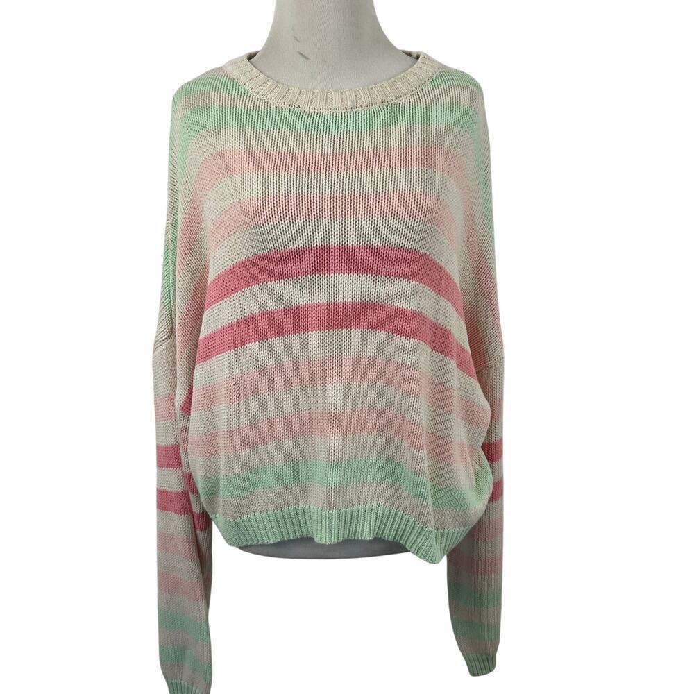 Francescas Mi Ami Oversized Pastel Stripe Sweater Size S